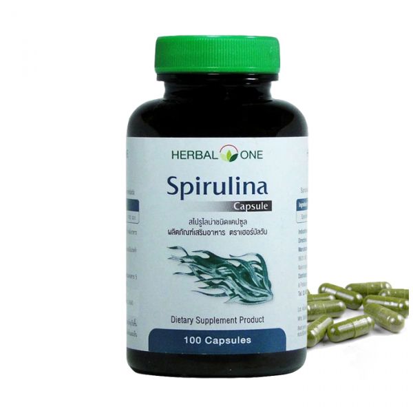 Спирулина в капсулах by Herbal One, 100 шт